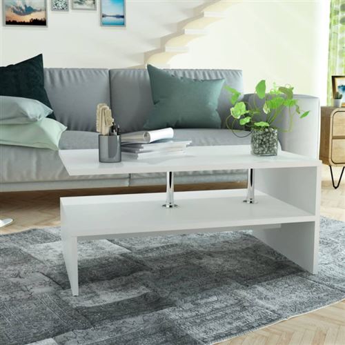 vidaXL Table basse en aggloméré 90 x 59 x 42 cm Blanc