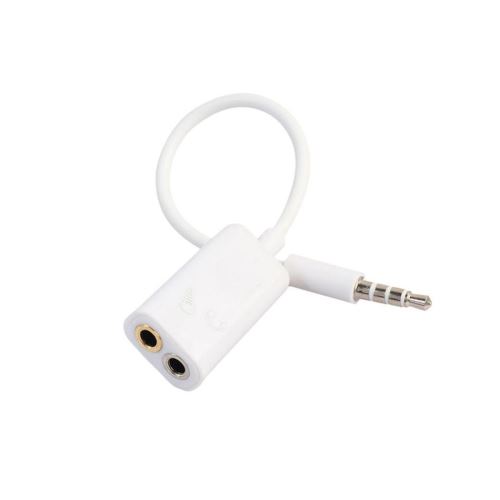 Adaptateur prise pour écouteurs Casque 3.5mm à Double Câble d'Extension Blanc