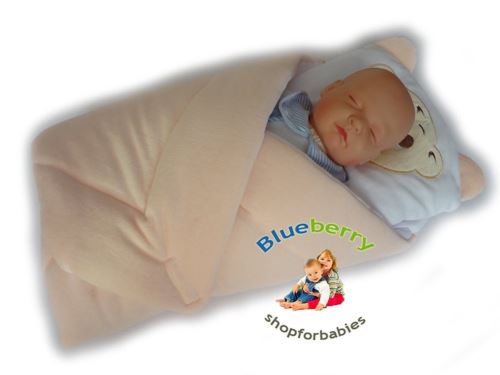 Blueberryshop chaud velours Swaddle Wrap Couverture/avec oreiller pour naissance, Abricot