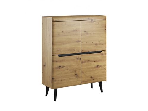 BOBOCHIC Buffet haut 107 cm NORDI RETRO Chêne et Noir