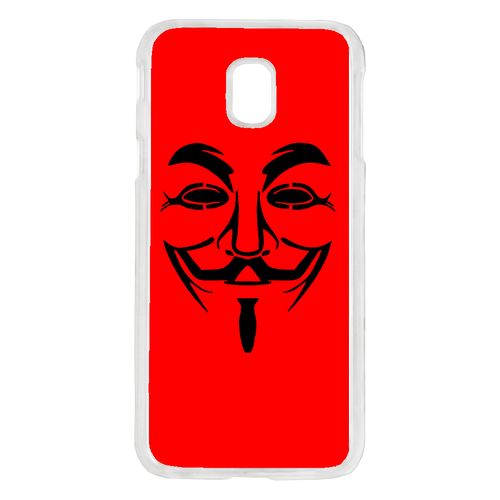 Coque Anonymous Rouge Compatible Galaxy J7 2017 Transparent