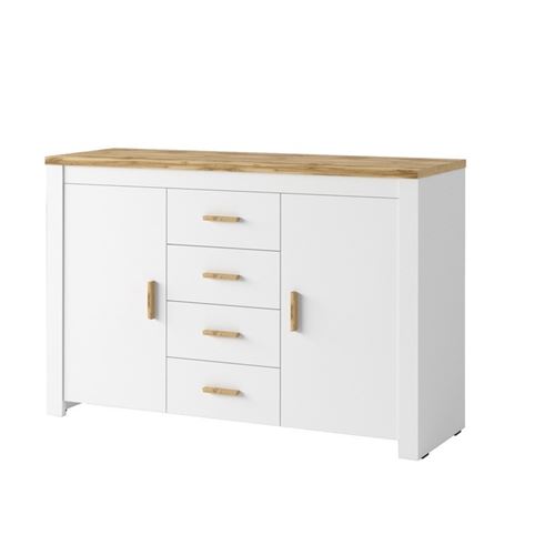 Buffet bahut Nicea 2 portes 4 tiroirs blanc chêne