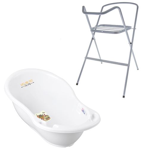 MonMobilierDesign Baignoire b&eacute;b&eacute; thermom&egrave;tre Blanc Biche 86 cm + Pied