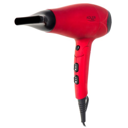 Adler AD2258 Sèche-cheveux de Voyage, Poignée Pliable, 2 Niveaux de Vitesse, 3 Températures 2500W Rojo