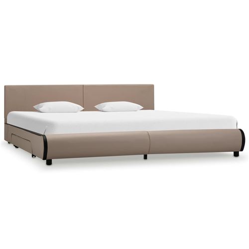 vidaXL Cadre de lit avec tiroirs Cappuccino Similicuir 180 x 200 cm