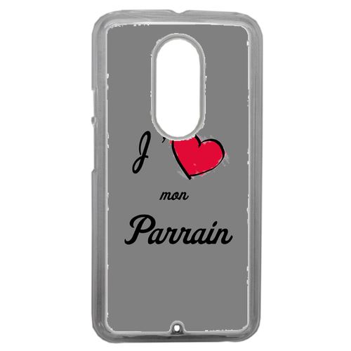 Coque J'aime Mon Parrain Gris Compatible Motorola Moto X2 Transparent