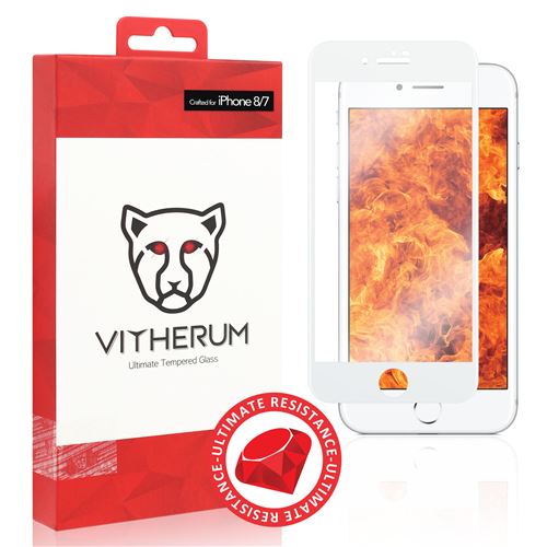 VITHERUM Ruby pour iPhone 8/7 Verre trempé le plus résistant au monde,incurvé 3D, résistance ultime à 940mJ & 9H, anti rayures, Garantie à vie