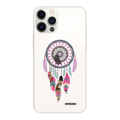 Coque pour iPhone 12/12 Pro souple transparente Attrape Rêve Rose Fushia Motif Ecriture Tendance [Evetane®]