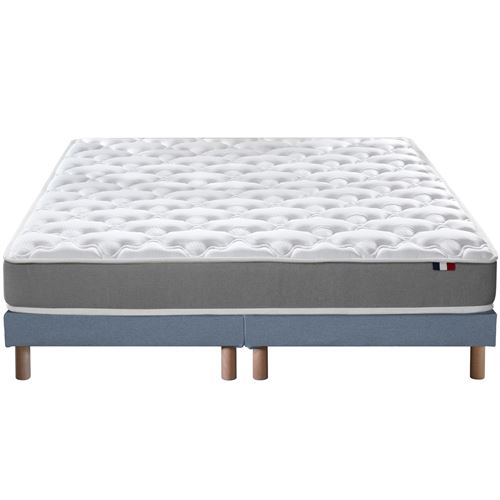 ENsemble matelas mousse ferme sommier bleu 160x200