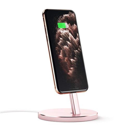 SATECHI Aluminium Support de Chargement de Bureau Compatible avec iPhone 11 Pro Max/11 Pro/11, XS Max/XS/XR/X, 8 Plus/8, 7 Plus/7, 6S Plus/6S (Or Rose)