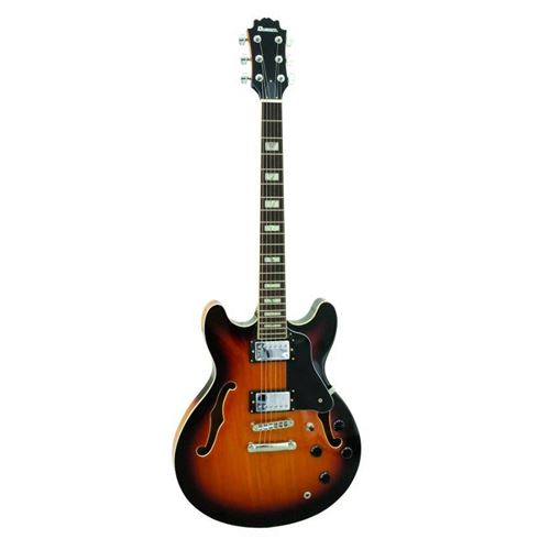 Dimavery SA-610 guitare électrique semi-acoustique vintage sunburst