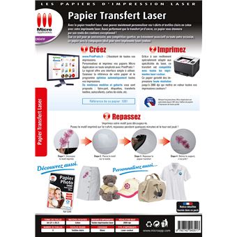 Micro Application - Pack papier transfert laser T-shirt Micro Application  textiles clairs - Papier spécifique - LDLC