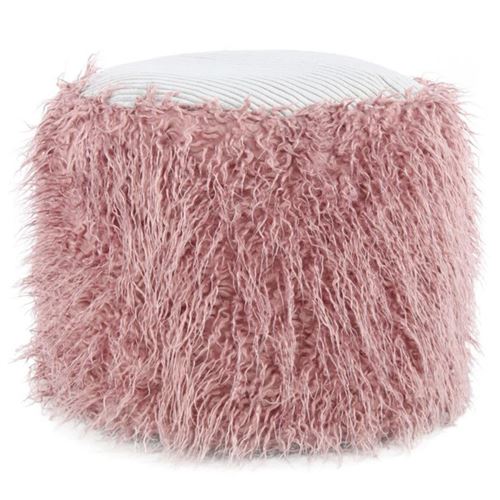 Generique Rose Pouf Rond Imitation Fourrure "Bobtail" 45Cm - Image 3