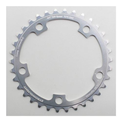 Plateau route 5bra 34dts d.110 compact campa ultra torque interieur argent alu 7075 stronglight 10v.