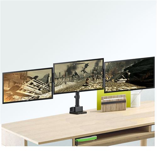Support pour 3 écrans PC pour bureau via une pince Maclean MC-811 VESA  75x75 100x100 17-27 - Montage et connectique PC - Achat & prix