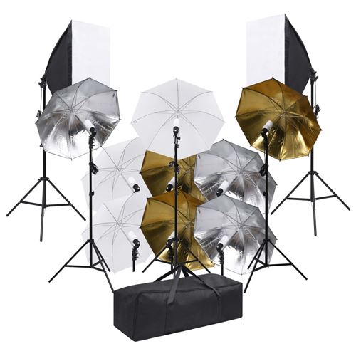 vidaXL Kit de studio de photo avec éclairage et boîtes à lumière
