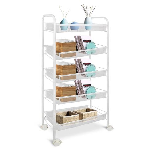 Todeco - Opslag Trolleys, Huis Organizer, 3 lagen, 63 x 46 x 27 cm (24,8 x 18,1 x 10,6 inch), Wit, Materiaal: Ijzer