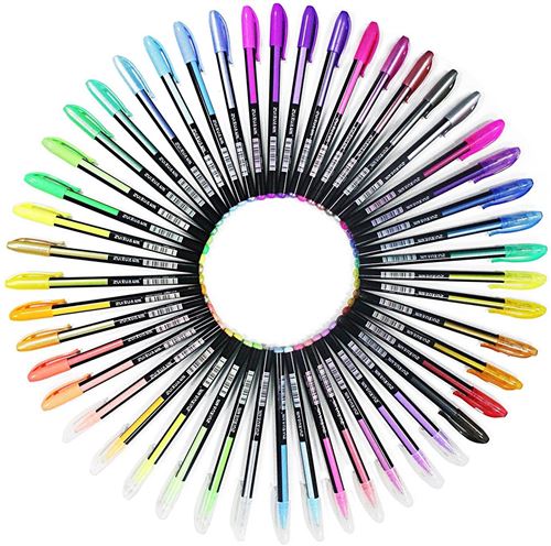 Lot de 48 Stylos à Billes Multicolores en Encre Gel Pailleté pour Dessin Déco Scrapbooking Peinture