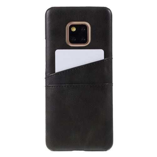 Etui en PU double fentes pour cartes de crédit avec revêtement rigide noir pour votre Huawei Mate 20 Pro