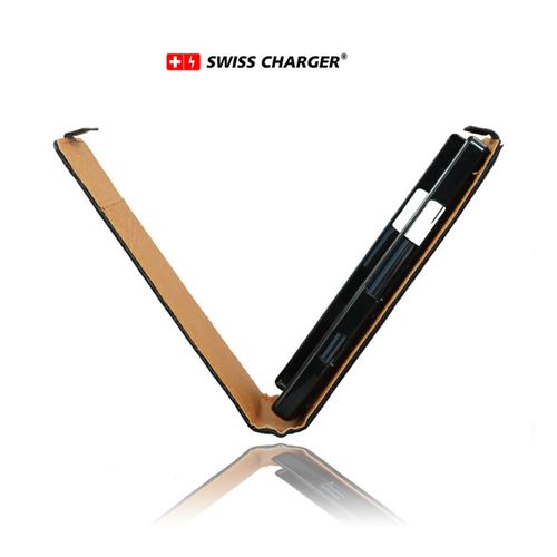 Etui flip Swiss Charger Noir pour Wiko Darkside