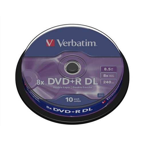  Verbatim - 10 x DVD+R DL - 8.5 Go 8x - argent mat - spindle 