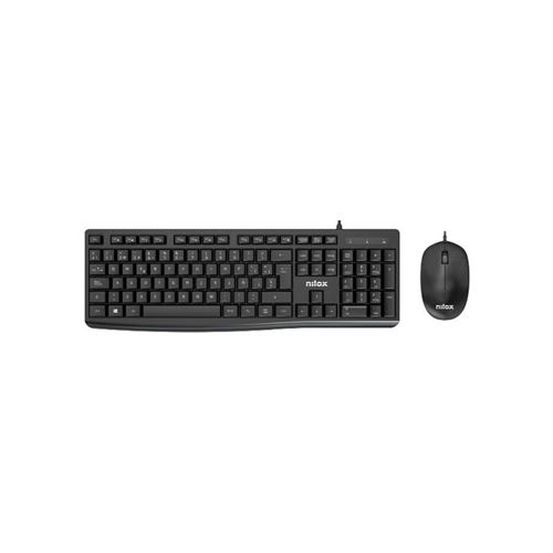 Nilox NXKME0012 clavier Souris incluse USB QWERTY Espagnole Noir