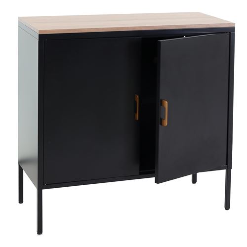 Mendler - Commode HWC-L84 - 2 portes - Noir - 90x90x40cm - Image 3