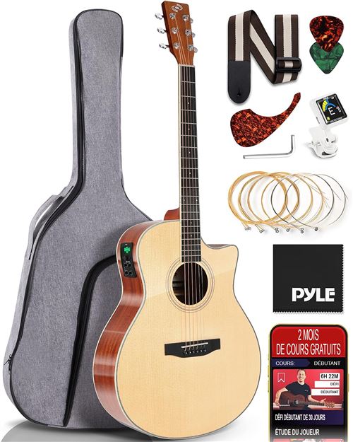 Guitare acoustique électrique 104 cm - Pyle - cordes en acier avec housse de transport