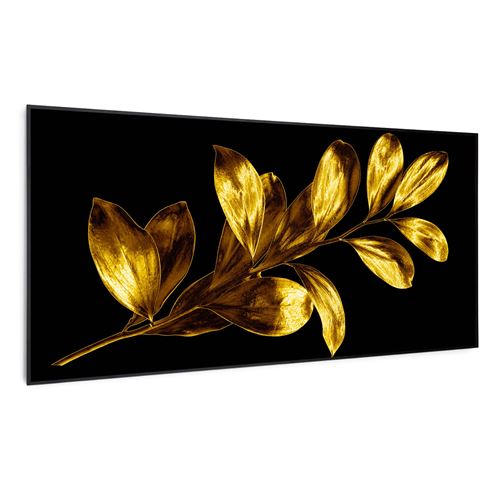 Radiateur infrarouge - Klarstein Wonderwall Air Art - Panneau chauffant - 120x60cm - 700W - Connecté - Feuille d'or cadre noir