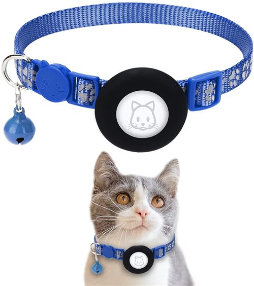 Comparer les prix de Collier Chat Airtag Réfléchissant FONGWAN avec Boucle de Sécurité et Cloche Anti-Perte pour Chat, Chiot - Bleu foncé