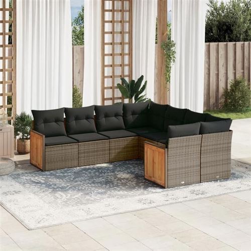 Non Communiqué Gris Salon De Jardin Modulable Vidaxl Rotin 8 Pieces 62 X 62 X 69 Cm 8 Personnes