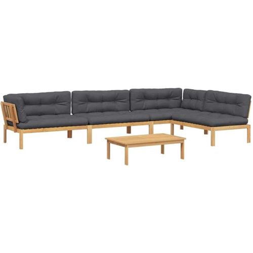 Vidaxl - Set Divano Pallet Giardino 5pz Con Cuscini Massello Acacia