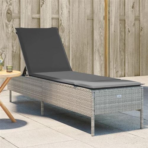 VidaXL - Chaise longue rotin synthétique, One Size, Gris