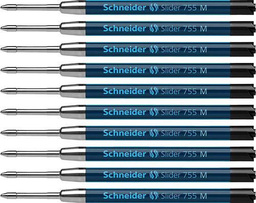Non Communiqué Noir Schneider Slider 755 Recharge Stylo Bille Format G2/Viscoglide® M/Noir/Permanent Lot De 10