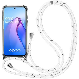 Coque pour OPPO Reno 8 Pro 5G Protection Renforcé Coins avec Cordon Réglable Blanc - BOOLING - 1