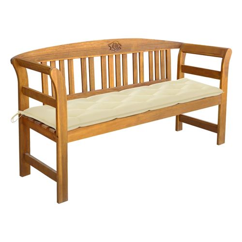 Banc de jardin Bois d'acacia massif avec coussin 150 x 50 x 7 cm