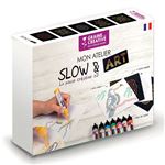 Coffret Mon Atelier Slow & Art /8 Crayons + 10 Cartes 350g/m2