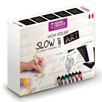 Coffret Mon Atelier Slow & Art /8 Crayons + 10 Cartes 350g/m2