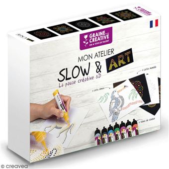 Coffret Mon Atelier Slow & Art /8 Crayons + 10 Cartes 350g/m2