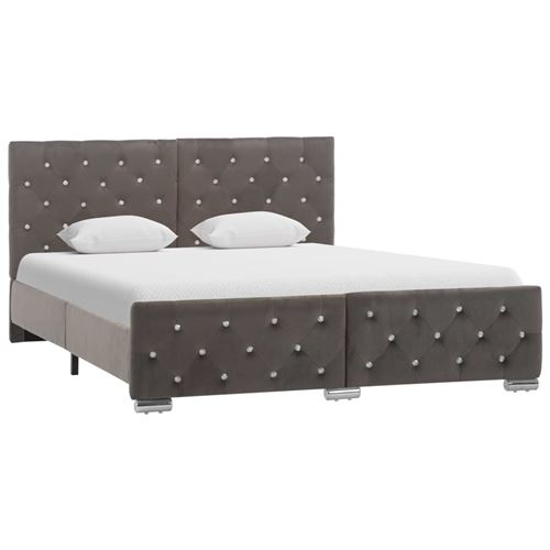 vidaXL Cadre de lit Gris Tissu 140 x 200 cm