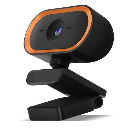Avizar Webcam USB 2K 1440P Caméra Grand Angle Microphone Antibruit Trépied Orange
