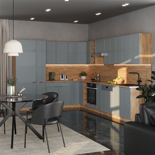 Cuisine équipée Vicco Fame-Line - Cuisine En Angle, Moderne, Panneaux Agglomérés Anthracite