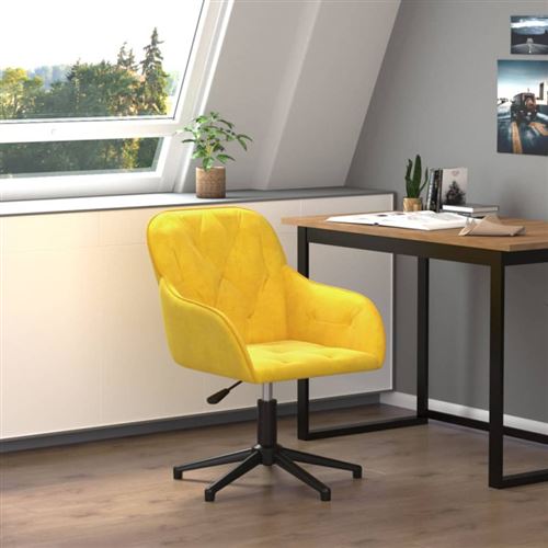 Vidaxl Jaune Chaise Pivotante De Bureau Velours - Image 3