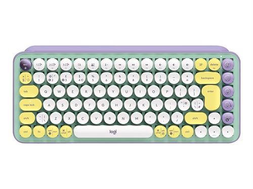 Logitech POP Keys - Clavier - sans fil - USB, Bluetooth LE, Bluetooth 5.1 - QWERTY - Anglais - commutateur : Brown Tactile - rêve éveillé