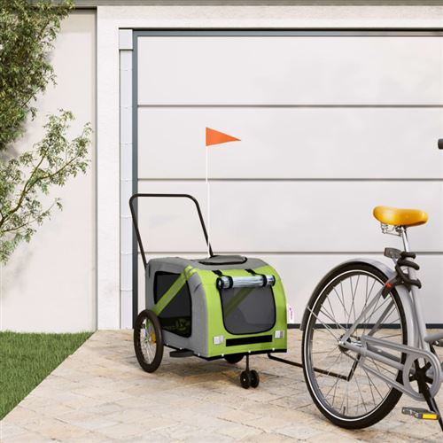 Remorque de vélo pour animaux de compagnie vert et gris
