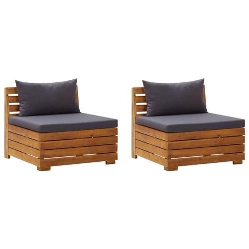 Vidaxl - Canap&eacute; de jardin 2 places avec coussins Bois d'acacia massif Gris fonc&eacute;