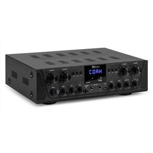 Power Dynamics PV240BT Amplificateur audio 4 zones - 4x100 Watts, Technologie sans fil 4.2 BT, Lecteur USB et SD