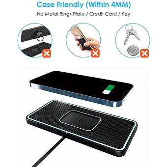 Chargeur de voiture sans fil en silicone antidérapant pour iPhone