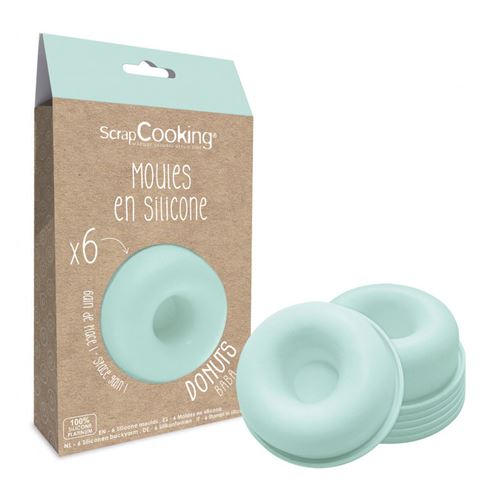 6 moules silicone donuts - Scrapcooking - Bleu - Silicone