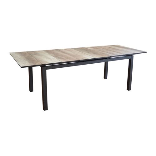 Table de jardin rectangulaire extensible Tahaa plateau Fundermax® graphite/wood 180/240 cm
